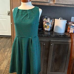 Mary McFadden Collection -Medium Stripes green & Dark blue.  W620